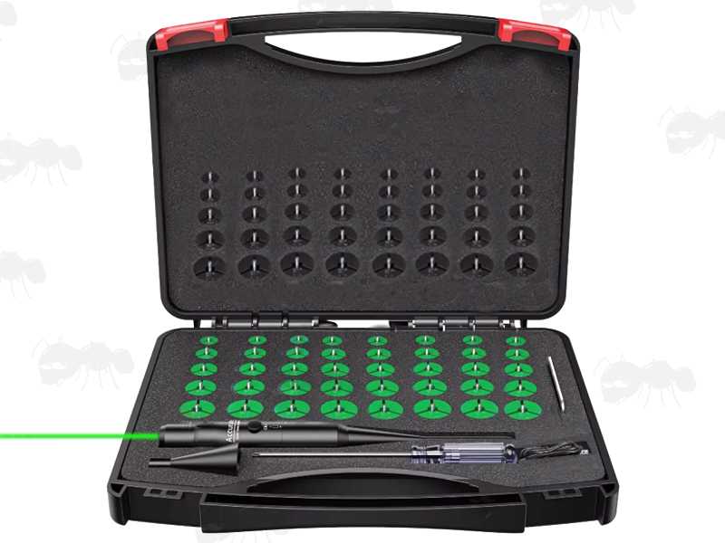 Universal Barrel Muzzle Fitting Green Laser Bore Sighting Kit for Pistols, Rifles and Shotguns