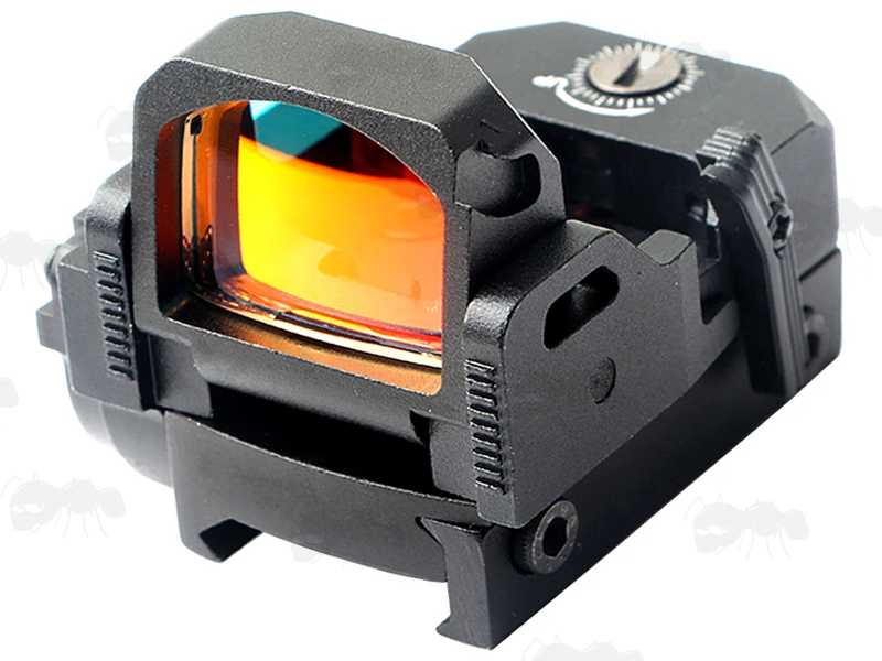 Black VISM Nano Reflex FlipDot Sight Fitted to the 20mm Wide Weaver / Picatinny Rail Base Mount