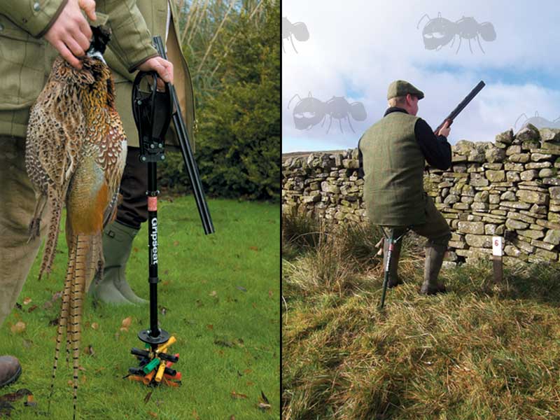 Gripseat Magnetic Shotgun Cartridge Collector Shooting Seat Stick In Use as a Shell Collector and Shooting Seat