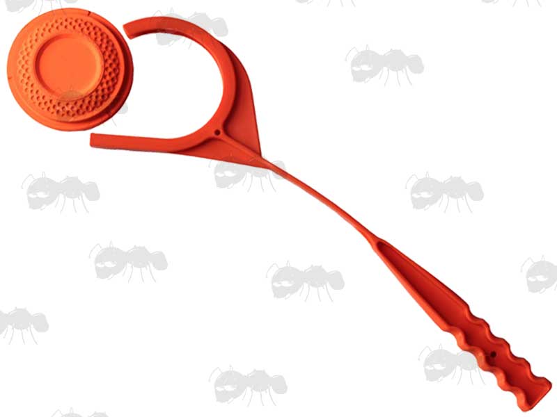 Bright Orange Polymer Hand Held Clay Pigeon Thrower With Orange Clay Pigeon