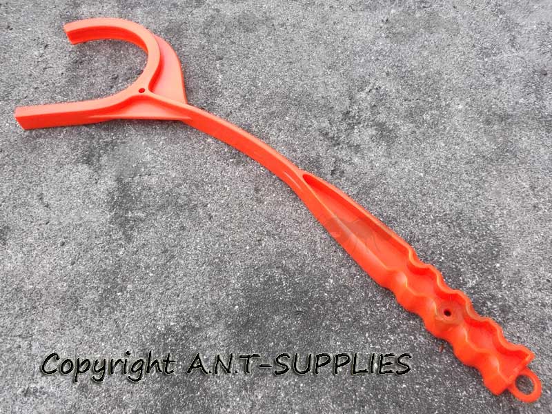 Bright Orange Polymer Hand Held Clay Pigeon Thrower Loaded