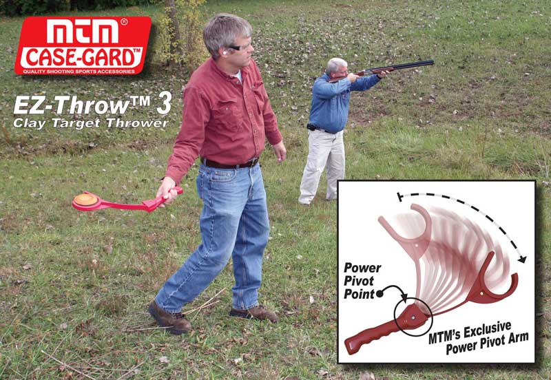Red MTM EZ-3 Easy Clay Pigeon Thrower in Use