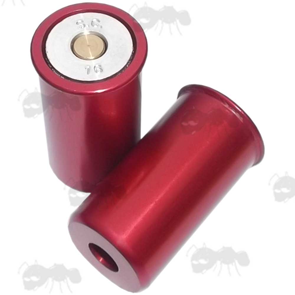 Pair of 16 Gauge Shotgun Red Anodised Alloy Shotgun Snap Caps