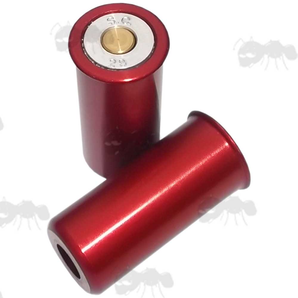 Pair of 28 Gauge Shotgun Red Anodised Alloy Shotgun Snap Caps