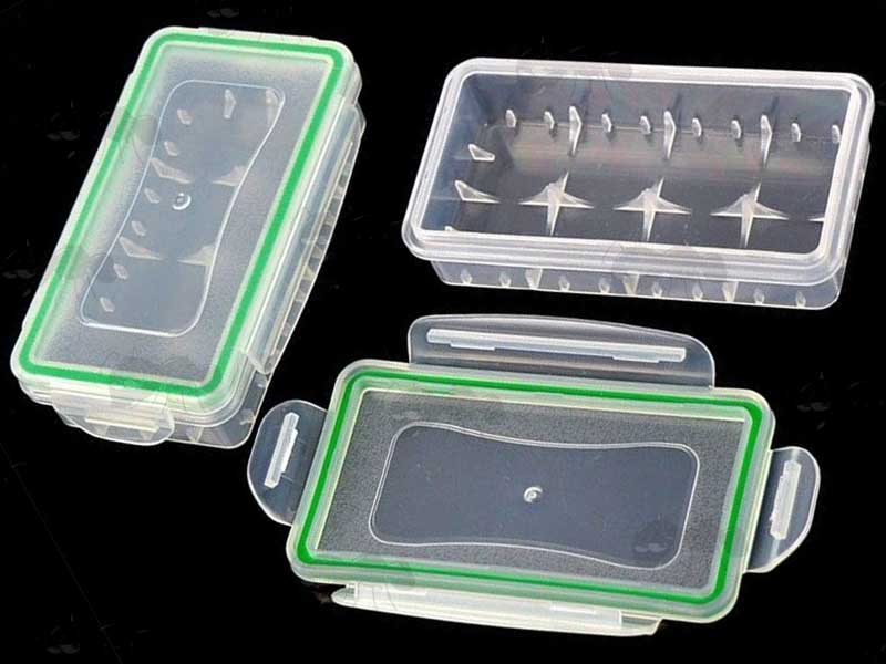 Two Clear Transparent Battery Storage Cases for 18650, 17650, CR123a and 16340 Batteries