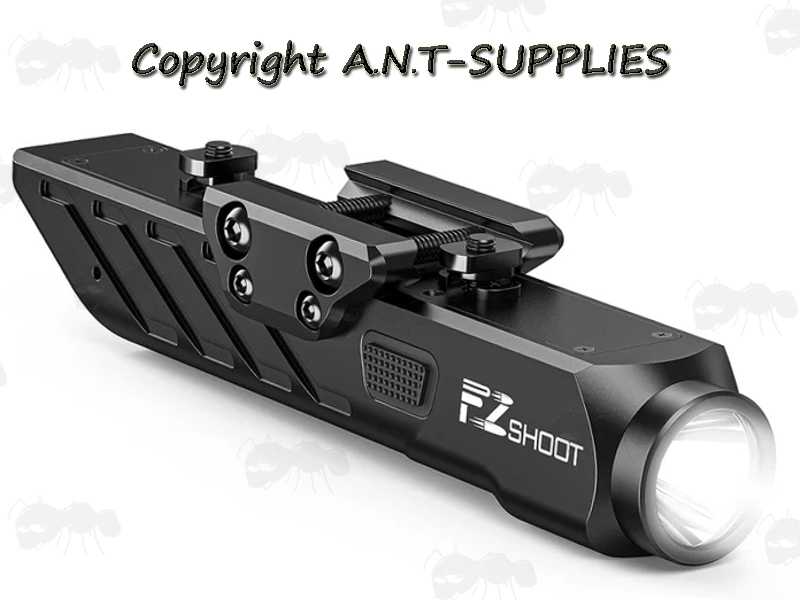 One Piece Inline Design Black Aluminium Body LED Tactical Rifle Torch Unit with Weaver / Picatinny and M-Lok Rifle Rail Mount