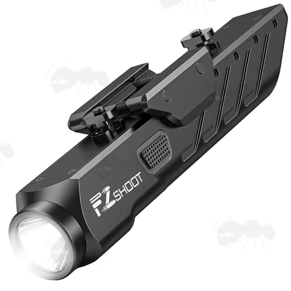 One Piece Inline Design Black Aluminium Body LED Tactical Rifle Torch Unit with Weaver / Picatinny and M-Lok Rifle Rail Mount