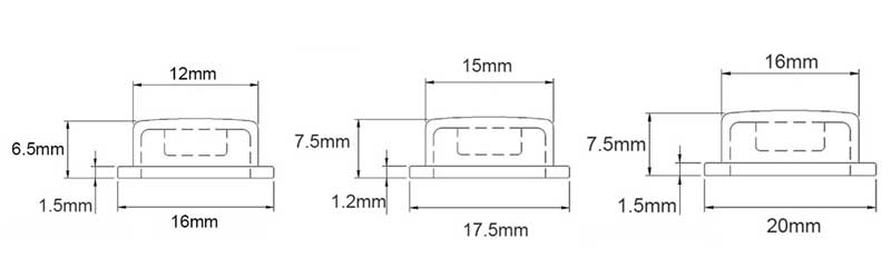 Size Guide of The Silicone Torch Tailcap Switch Covers