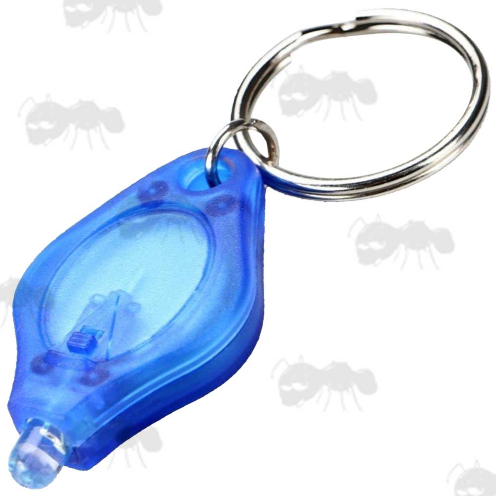 Blue Coloured Casing Mini Bright White Keychain Light with Keyring