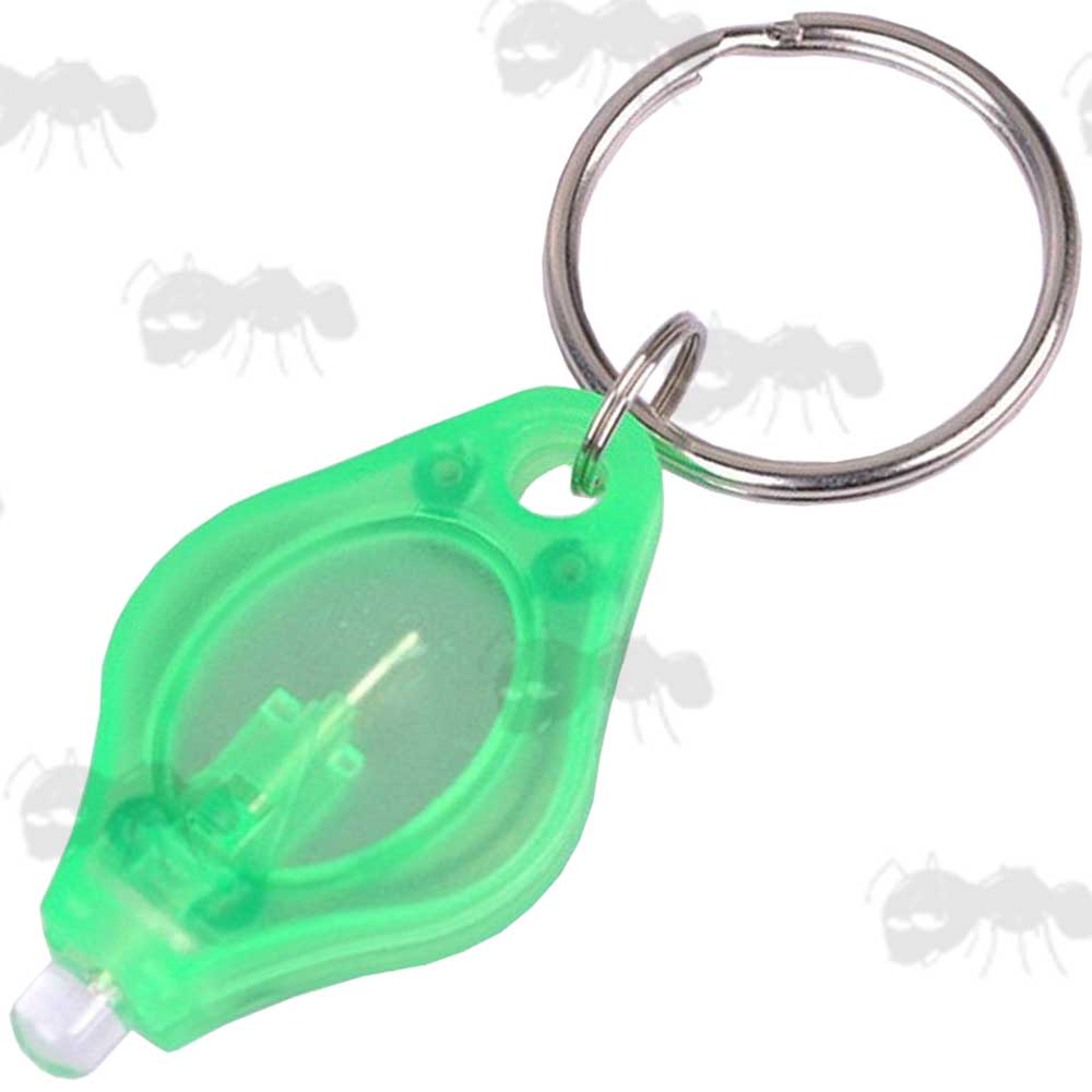 Green Coloured Casing Mini Bright White Keychain Light with Keyring