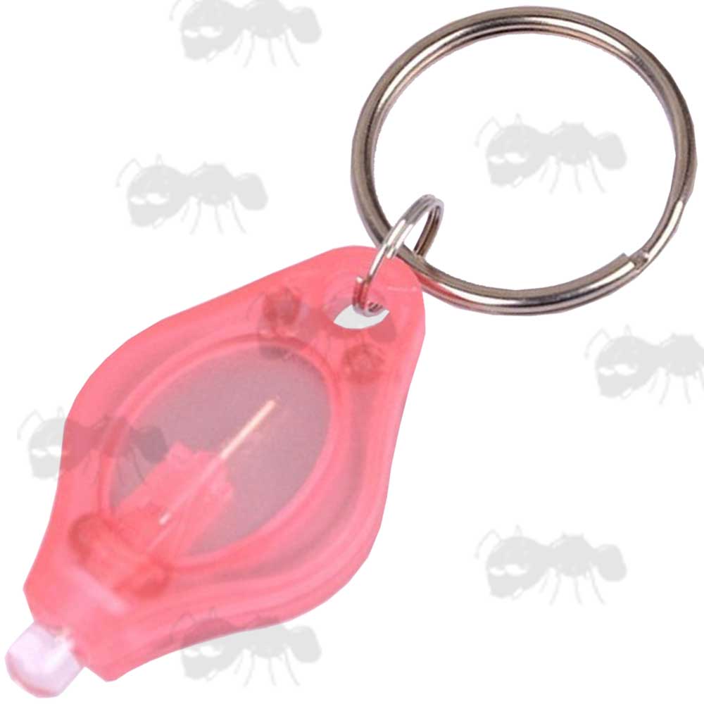 Red Coloured Casing Mini Bright White Keychain Light with Keyring