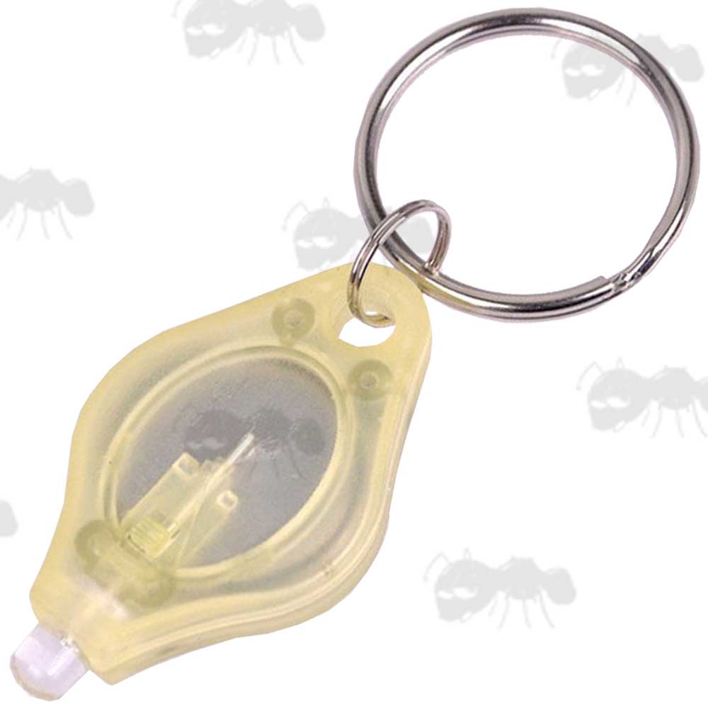 Yellow Coloured Casing Mini Bright White Keychain Light with Keyring
