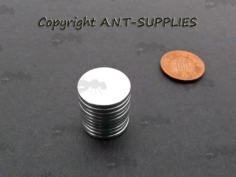 Ten 17mmx2mm Flat Disc Rare Earth Magnets