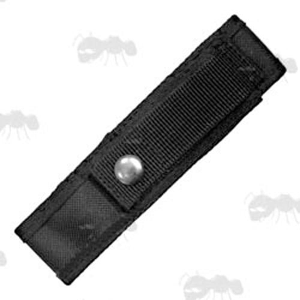 Black Nylon Large Torch Pouch with Velcro Flap and MOLLE Fitting Strap