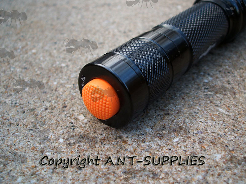 Orange Coloured Silicone Torch Tailcap on a Solarforce L2 Torch
