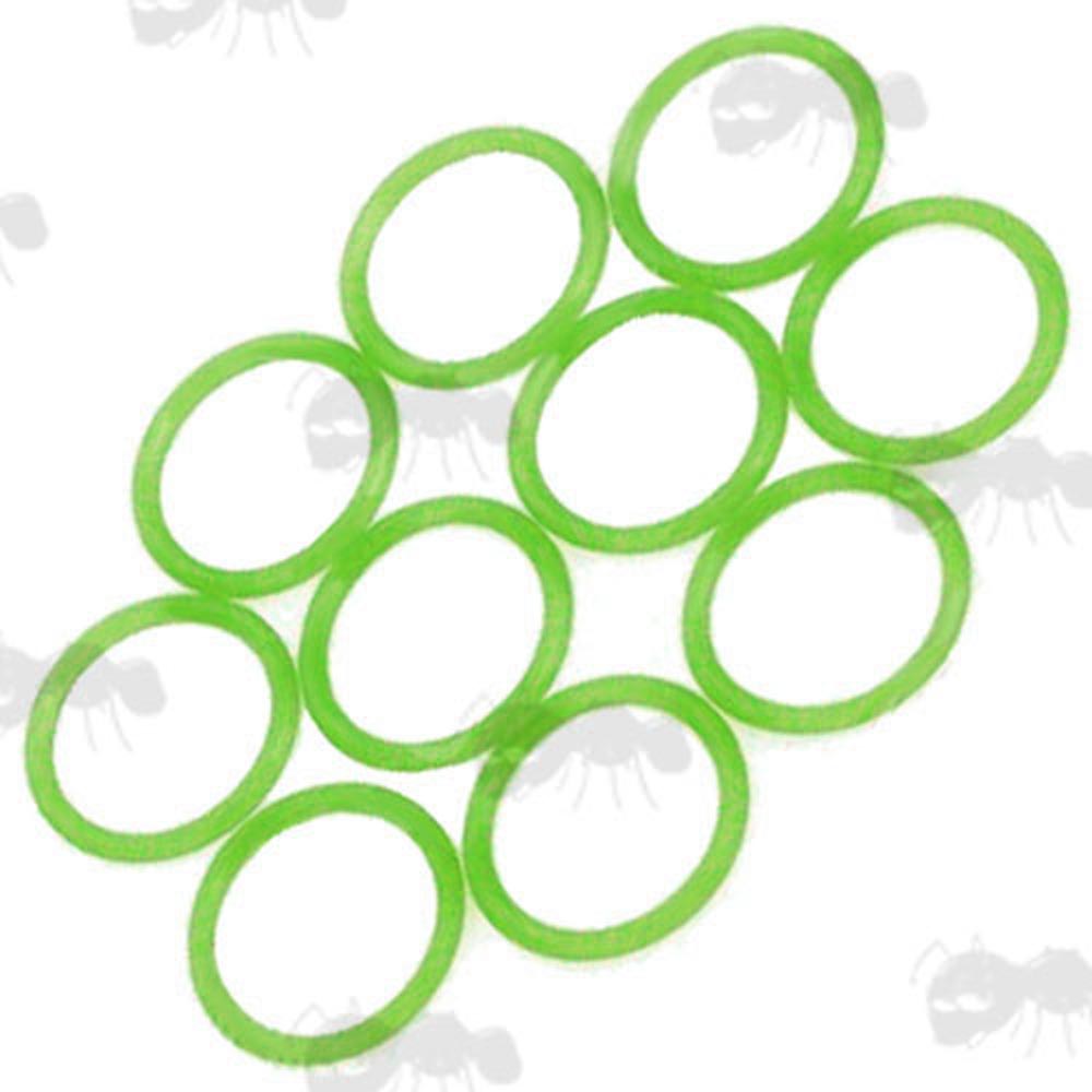 Set of Ten Green O-Ring Seals