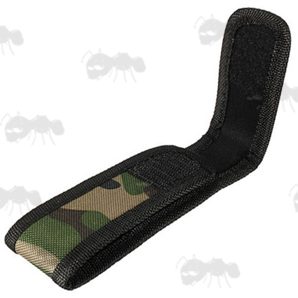 Elasticated Sides Camo Nylon Compact Flashlight Holster with Velcro Flap