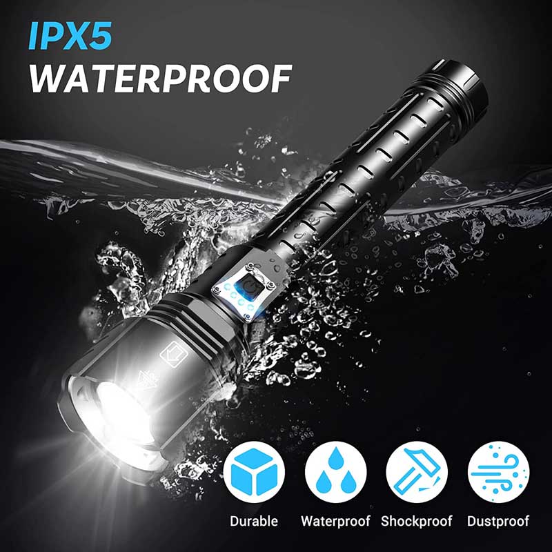 IPX-6 Waterproof All Black Anodised Metal P50 Torch
